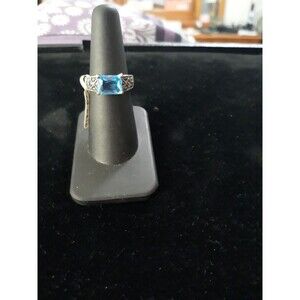Sterling Silver Aqua cz Ring sz 7